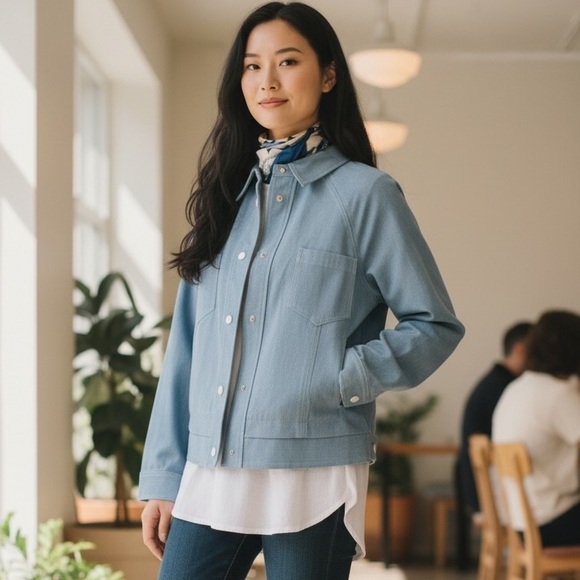 Pearl Jackets & Blazers - Pearl by Leila Rose Women's Blue Denim Jacket